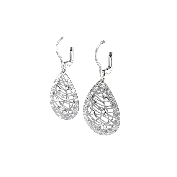 Hängende Ohrringe aus Weißgold in Tropfenform mit Zirkonia