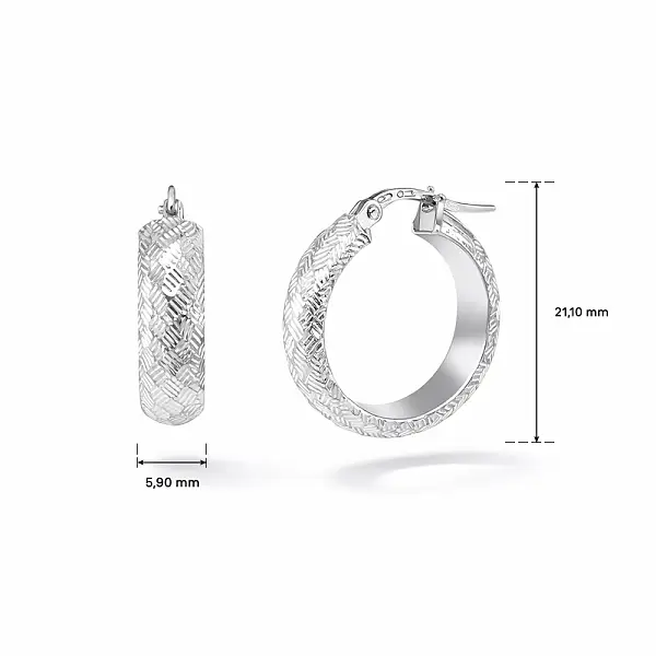 Creolen aus Weißgold mit gravierter Oberfläche