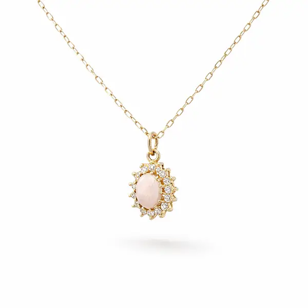 Goldener Anhänger mit Opal und Zirkonia