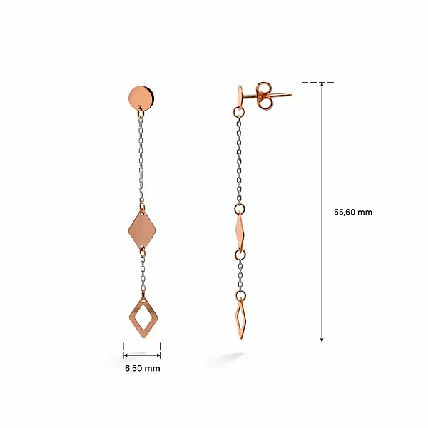 Goldene Kettenohrringe mit geometrischem Motiv