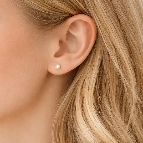 Goldene Pecko-Ohrringe mit Perle