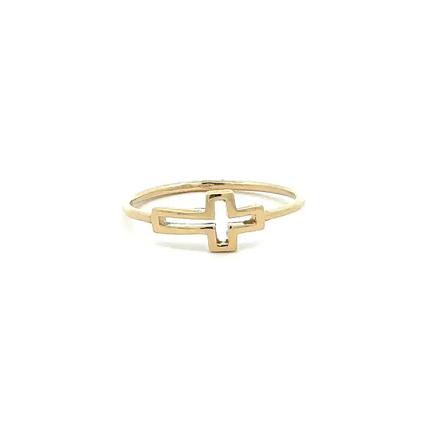 Goldener minimalistischer Ring mit Kreuzmotiv