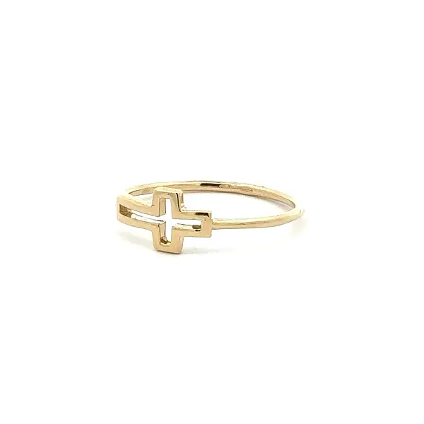 Goldener minimalistischer Ring mit Kreuzmotiv