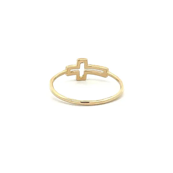 Goldener minimalistischer Ring mit Kreuzmotiv