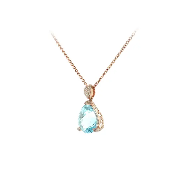 Luxus-Halskette mit blauem Topas und Diamanten aus Roségold