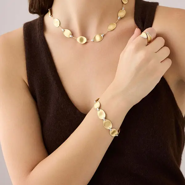 Goldene Halskette Marco Bicego Lunaria Diamonds CB2099_B YW Q6