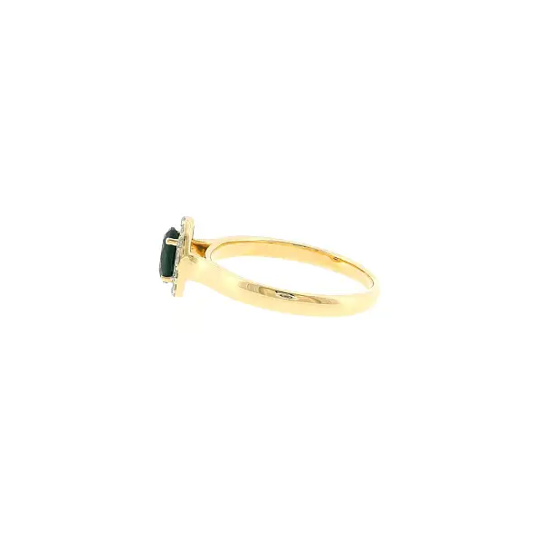 Gold ring mit Saphir 0,50 ct in einem Diamant-Halo