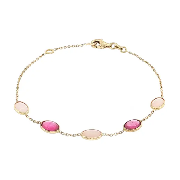 Armband aus 14 Karat Gold mit rosa Edelsteinen