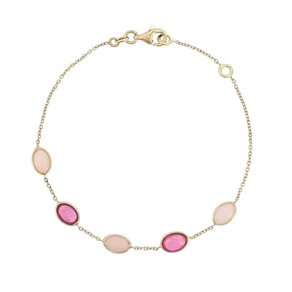 Armband aus 14 Karat Gold mit rosa Edelsteinen