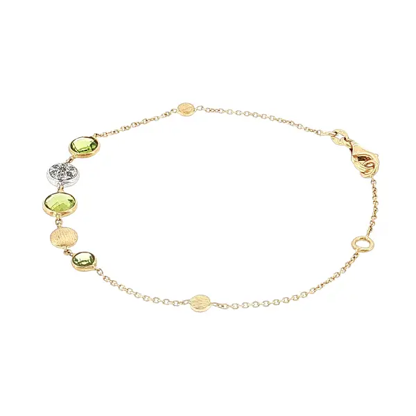 Armband aus 14 Karat Gold mit Peridoten und Zirkonia