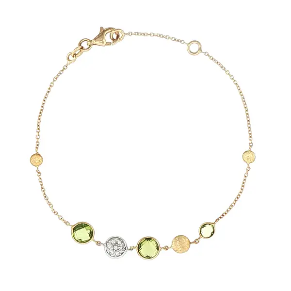 Armband aus 14 Karat Gold mit Peridoten und Zirkonia