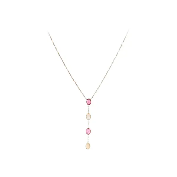 Halskette aus 14 Karat Gold mit rosa Steinen