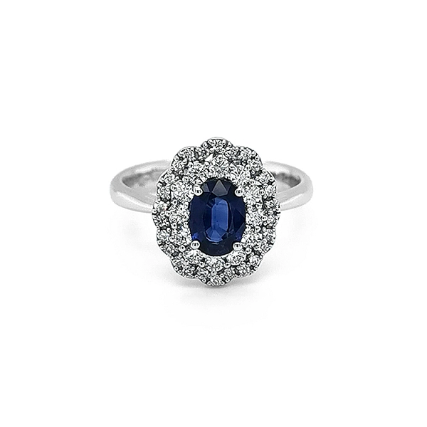 Goldring mit Saphir und Diamanten