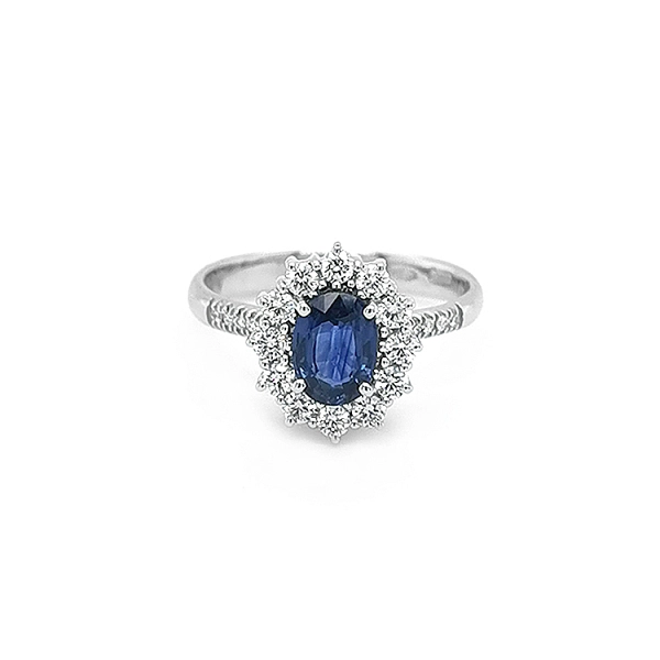 Goldring mit Saphir und Diamanten