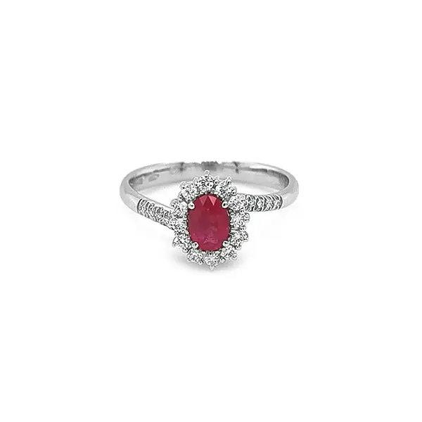 Goldring mit Rubin und Diamanten