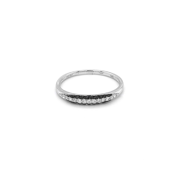 Goldring mit schwarzen und champagnerfarbenen Diamanten