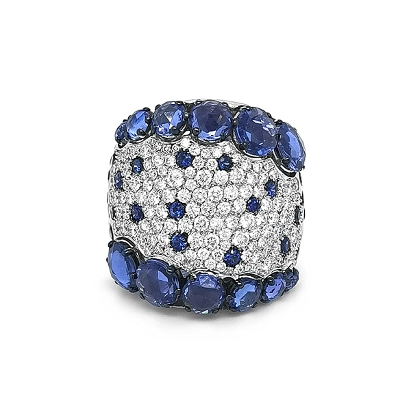 Goldring Crivelli mit Saphiren und Diamanten