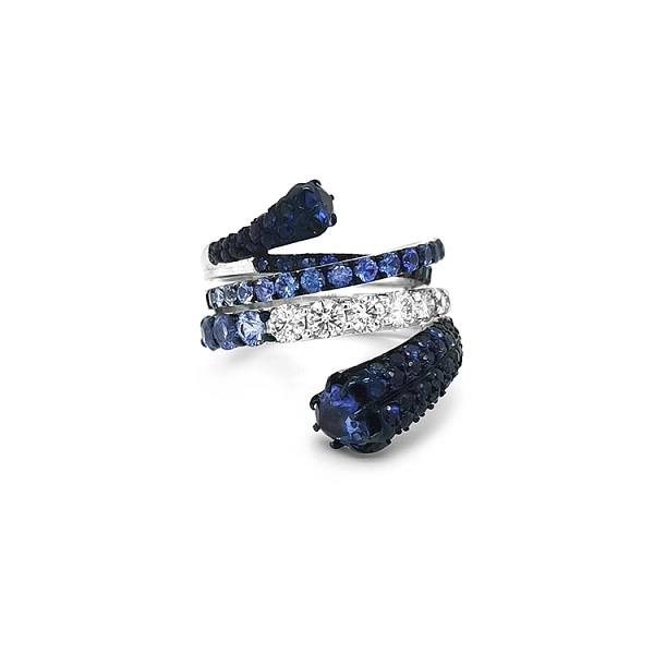 Goldring mit Saphiren und Diamanten