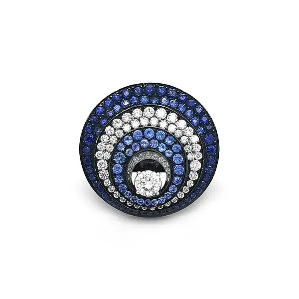 Goldring mit Saphiren und Diamanten