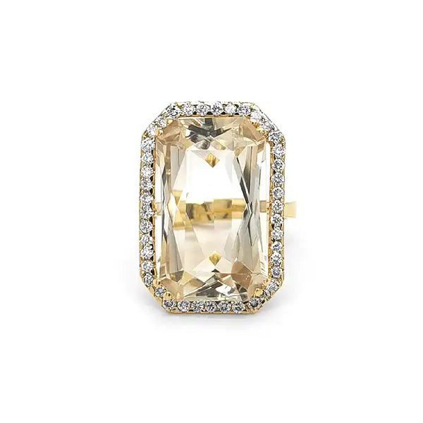 Goldring mit Citrin und Diamanten