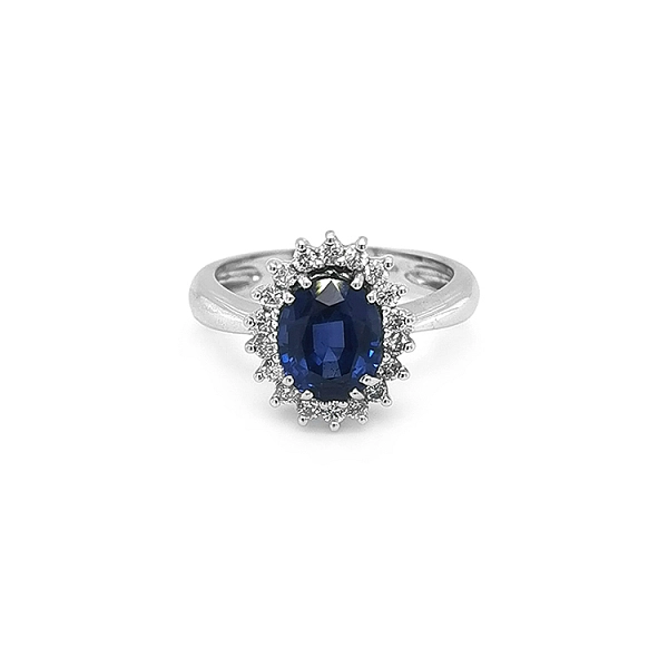 Goldring mit Saphir und Diamanten