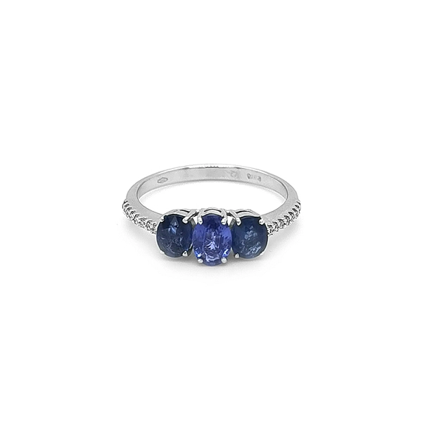 Goldring mit Saphiren und Diamanten