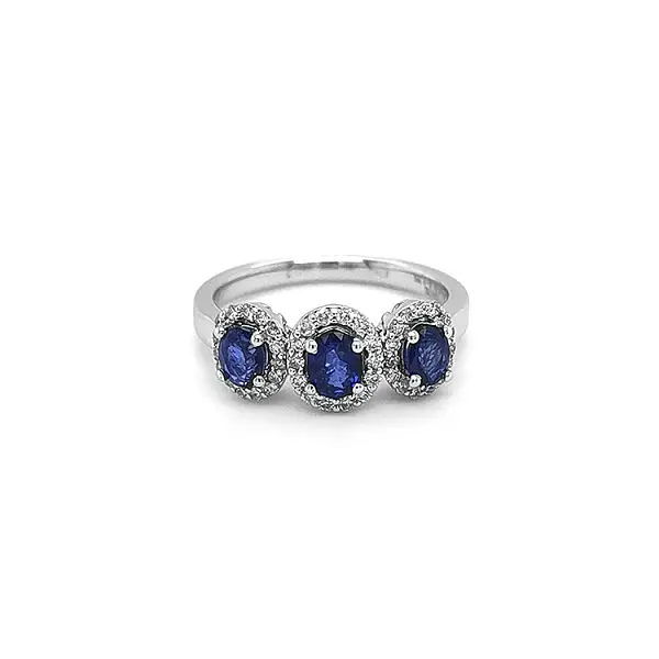 Goldring mit Saphiren und Diamanten