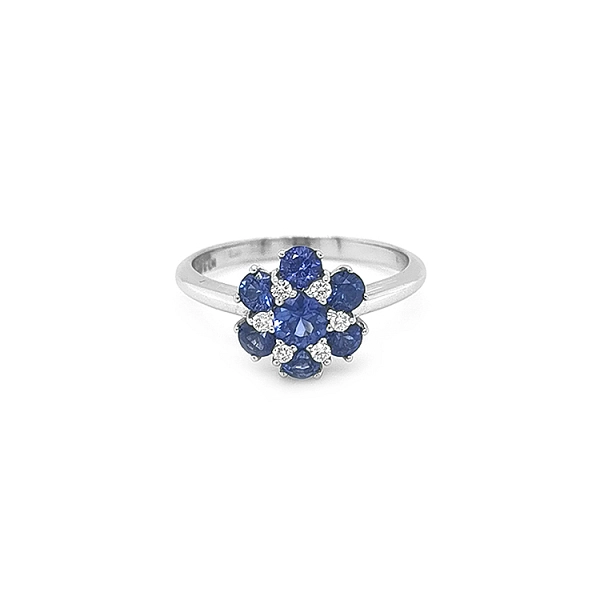 Goldring mit Saphiren und Diamanten