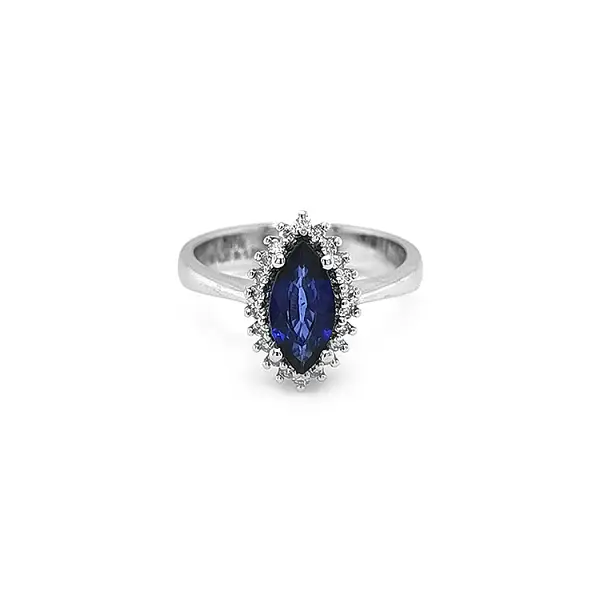 Goldring mit Saphir und Diamanten