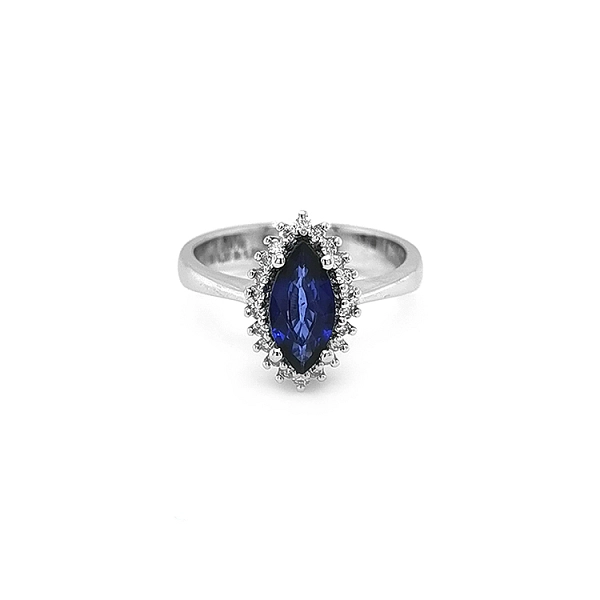 Goldring mit Saphir und Diamanten