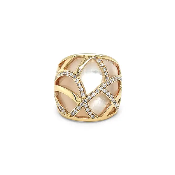 Goldring mit Perle und Diamanten