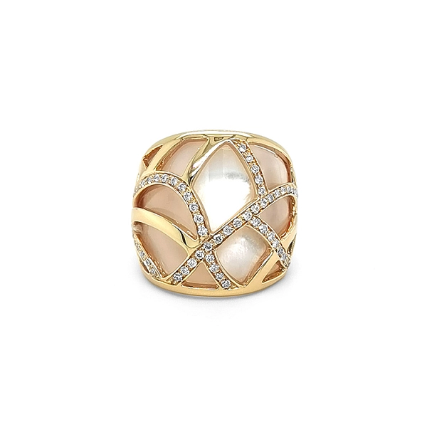Goldring mit Perle und Diamanten