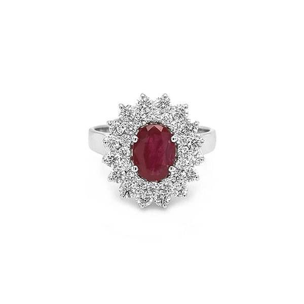Goldring mit Rubin und Diamanten