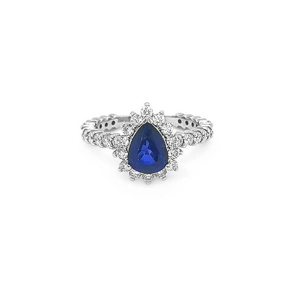 Goldring mit Saphir und Diamanten