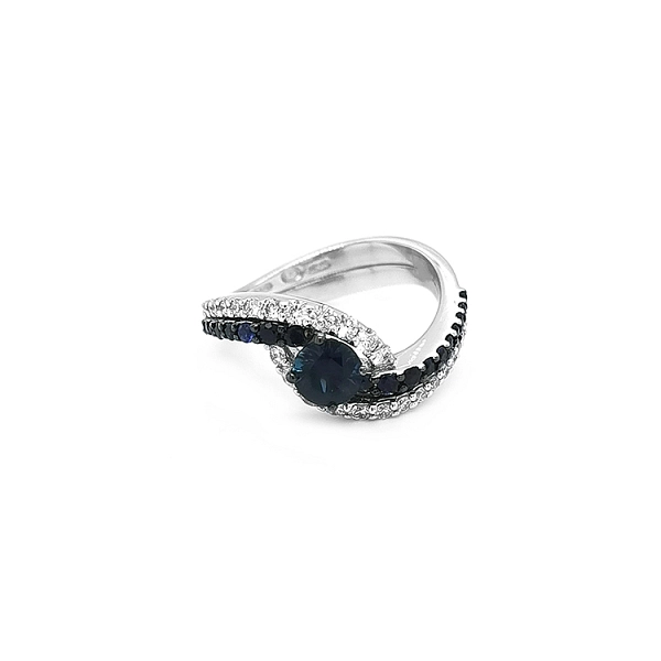 Goldring mit Saphiren und Diamanten