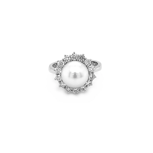 Goldring mit Naturperle und Diamanten