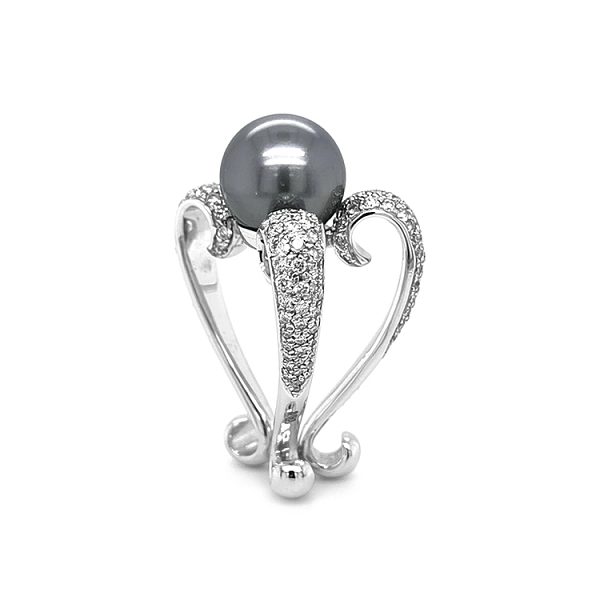 Goldring mit Naturperle und Diamanten