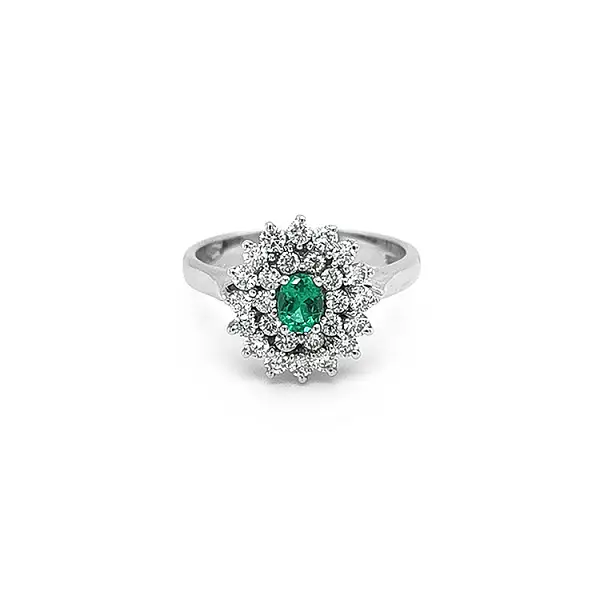 Goldring mit Smaragd und Diamanten
