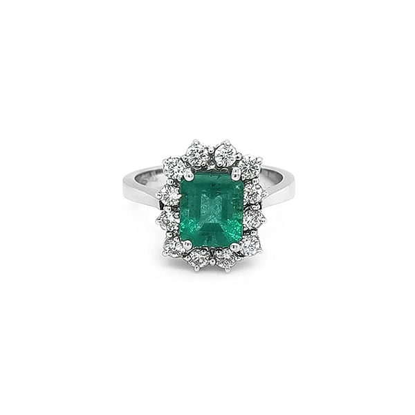Goldring mit Smaragd und Diamanten