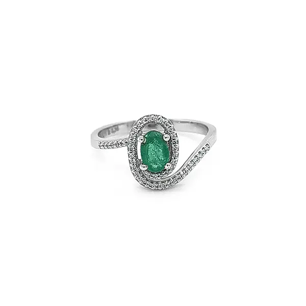 Goldring mit Smaragd und Diamant