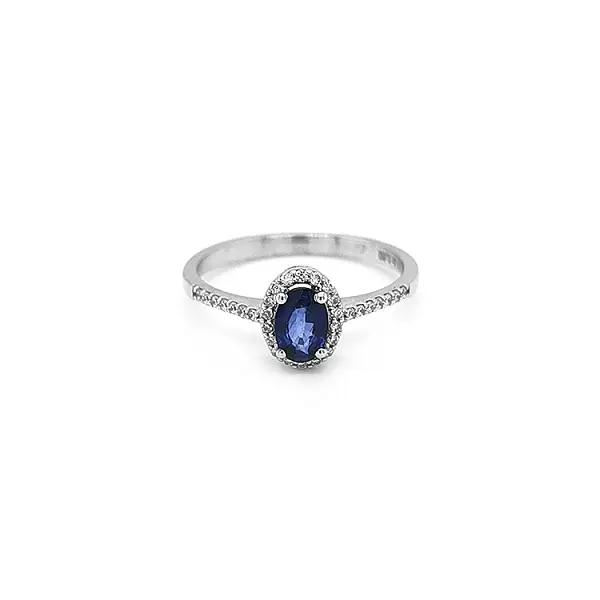Goldring mit Saphir und Diamanten