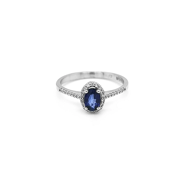 Goldring mit Saphir und Diamanten