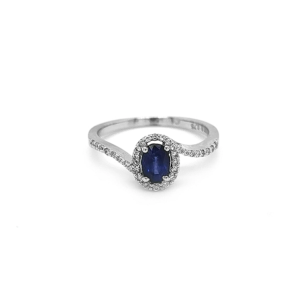 Goldring mit Saphir und Diamanten