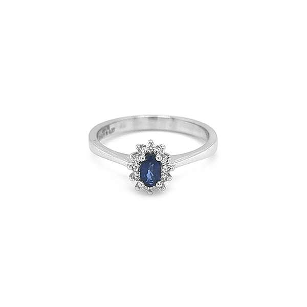 Goldring mit Saphir und Diamanten
