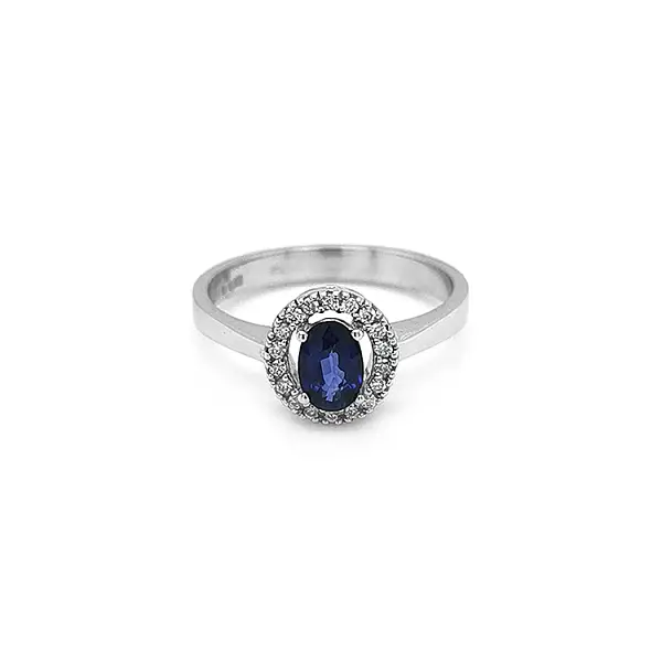 Goldring mit Saphir und Diamanten