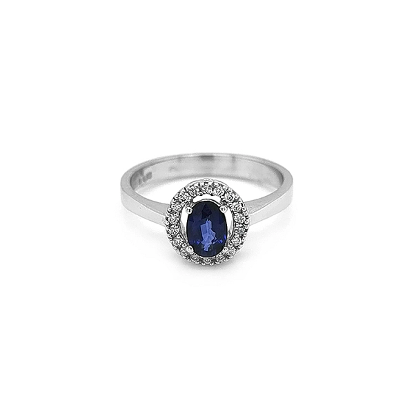 Goldring mit Saphir und Diamanten