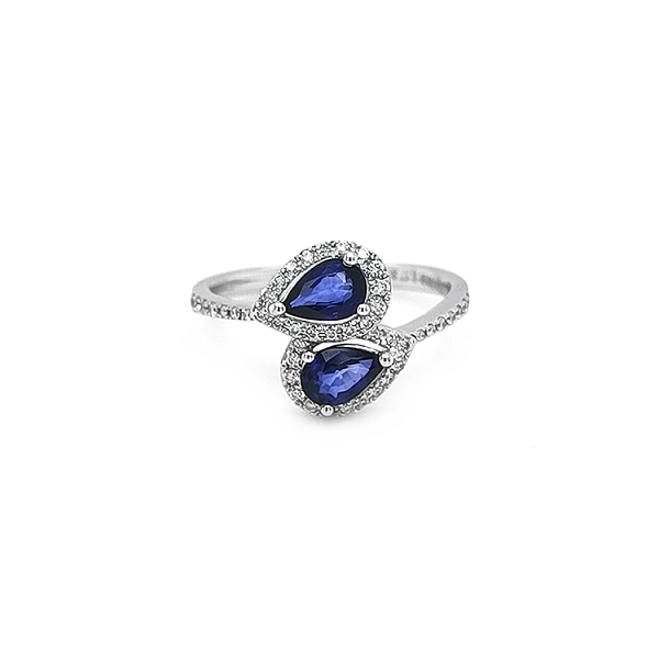 Goldring mit Saphir und Diamanten