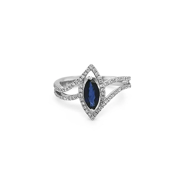 Goldring mit Saphir und Diamanten