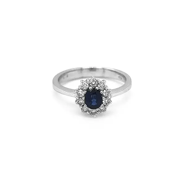 Goldring mit Saphir und Diamanten