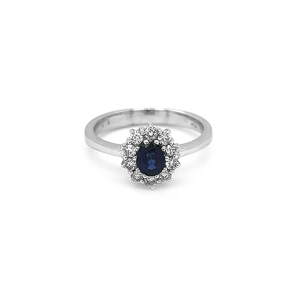 Goldring mit Saphir und Diamanten